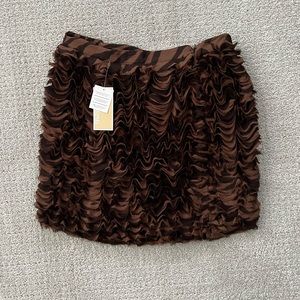 NWT Michael Kors Snakeskin Chocolate Ruffle Georgette Skirt Size 2